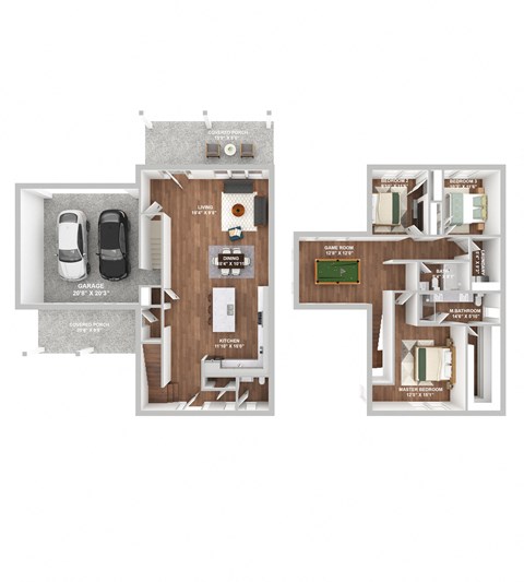 Floor plan for 3 beds, 2.5 baths, 2270 sqft